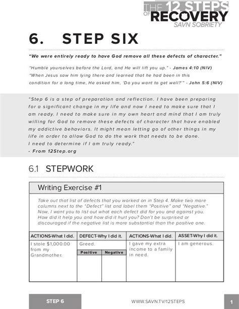 Character Defects Step 6 And 7 Aa Worksheet