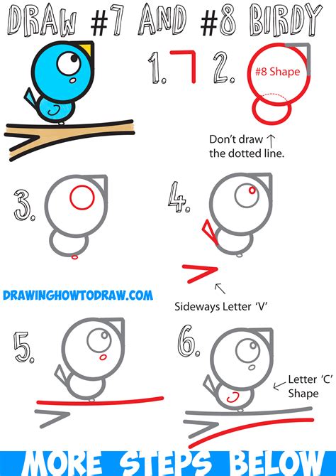 How to Draw a Bird on a Branch Easy for Kids Step by Step Drawing Tutorial with Numbers - How to ...