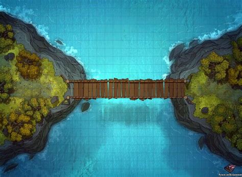 Cliff-side Hanging Bridge Battle Map 30x22 : dndmaps | Fantasy ...