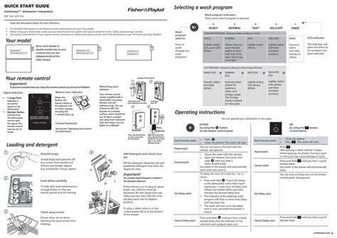 Dishwasher Manual - Fisher & Paykel DD60S17 - At A Glance Instructions by 507@The Waves - Issuu