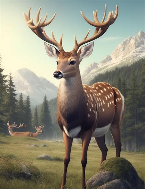 Premium AI Image | deer with nature background