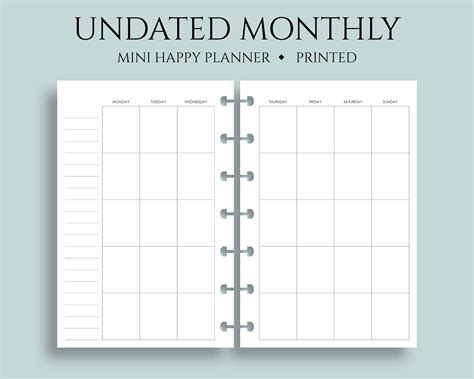 Undated Monthly Calendar, Monday Start - PT Paper