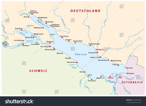 Lake Constance Map Stock Vector 152918342 - Shutterstock