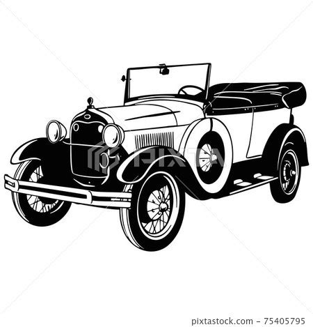 Old Classic Car, 1920 Vintage car, Stencil,... - Stock Illustration ...