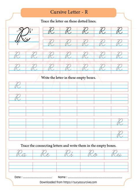 Capital Letter R in Cursive - SuryasCursive.com