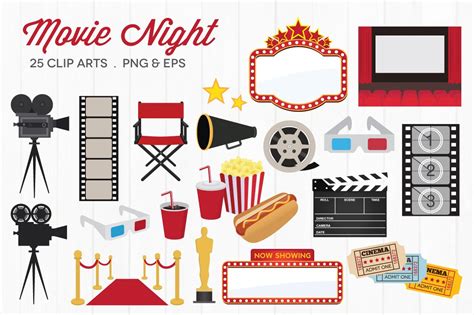 Movie Night Clip Art | Illustrations ~ Creative Market