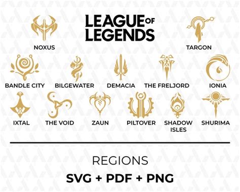 League of Legends Regions Icon Pack Download Vector Logo | Etsy