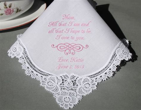 Personalized Wedding Handkerchiefs Embroidered to Mother of Bride (Monogram / Custom) #4301 ...