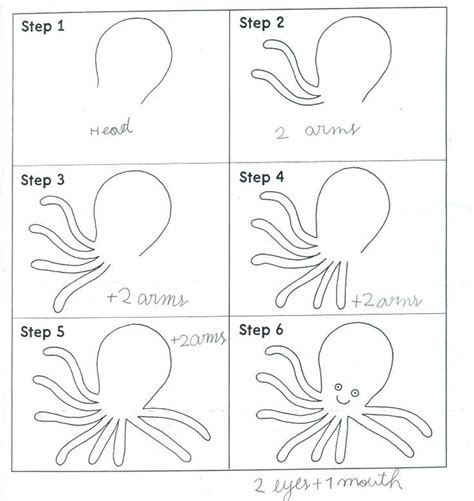 How to Draw an Octopus: | Kindergarten drawing, Drawing lessons, Guided drawing kindergarten