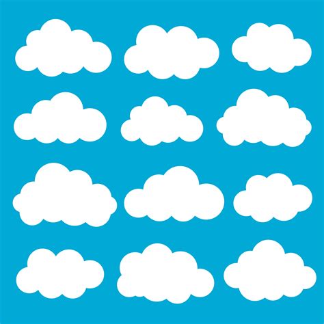 Cloud vector icon set white color on blue background. 570817 Vector Art ...