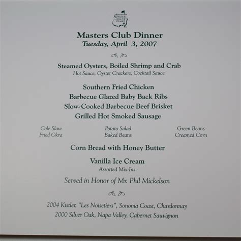 Lot Detail - 2007 Masters Champions Dinner Menu Cover Depicts Bobby ...