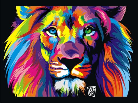 Lion Canvas Painting Elegant Colourful Lion Face Wallpaper Hdwallpaperfx | Colorful lion ...
