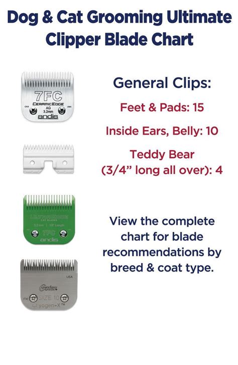 Dog grooming clipper blade chart by breed and coat type. | Dog grooming clippers, Pet grooming ...