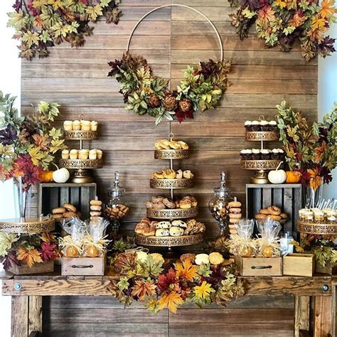 Fall Dessert Table by @bizziebeecreations || Event Planner @sugarbranchevents || Mini Donuts by ...