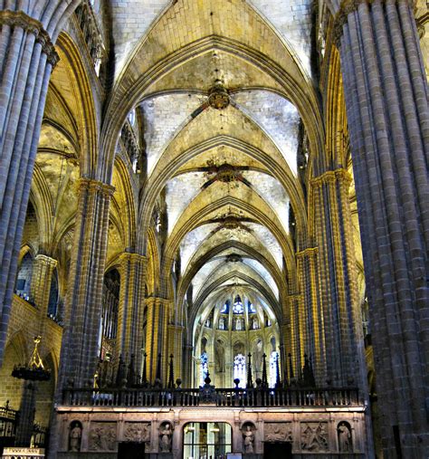 An interior shot of the Gothic Cathedral, showing the vertical emphasis ...