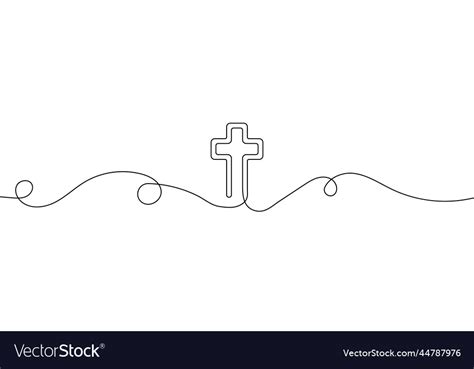 Christian cross in continuous line drawing style Vector Image