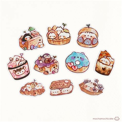 Cute Animal Desserts 4 Stickers/ Matte/ Holographic/ Die Cut - Etsy