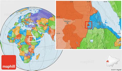 Political Location Map of Teseney