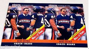 MIKE DITKA 1990 Pro Set ERROR Uncut 2 Card PANEL Variation LARGE Hall ...