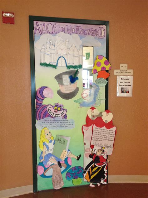 Door decoration with an Alice in Wonderland theme. This was done… | Alice in wonderland theme ...