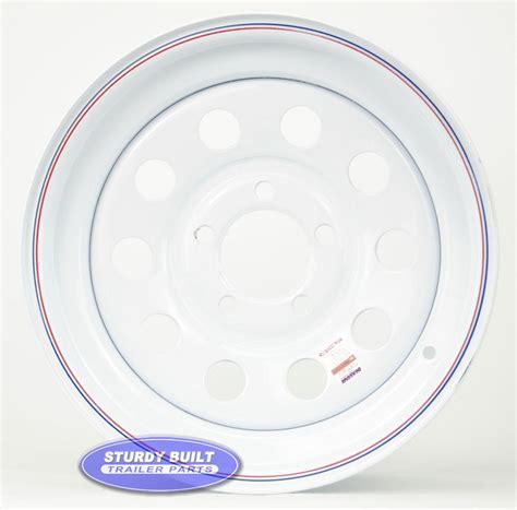 15 inch 5 Bolt White Modular Trailer Wheel 5 on 4 1/2 Lug Pattern