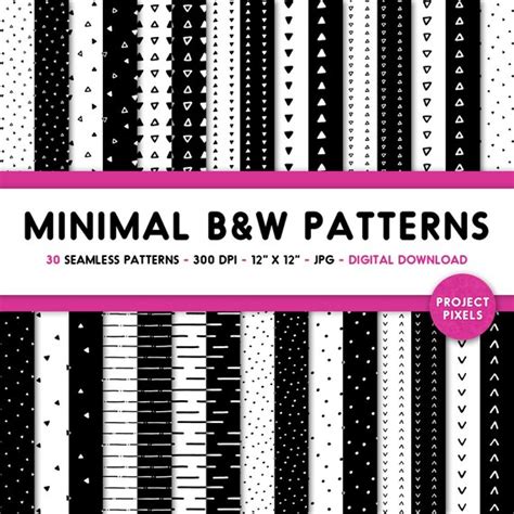 Minimal Black and White Patterns Seamless Patterns Hand | Etsy