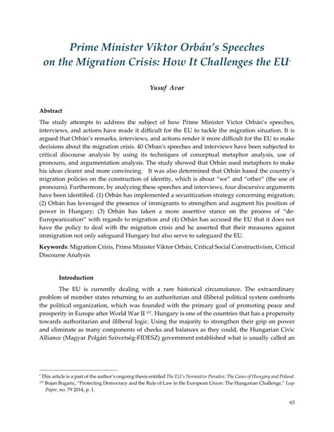 (PDF) Prime Minister Viktor Orbán's Speeches on the Migration Crisis ...