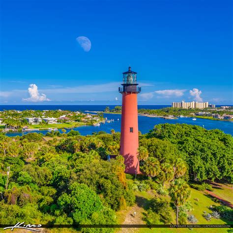 Jupiter Inlet Lighthouse Florida Aerial Moonrise Waterway | HDR ...