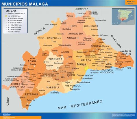 Mapa de Málaga | Provincia, Municipios, Turístico, Carreteras de Málaga España