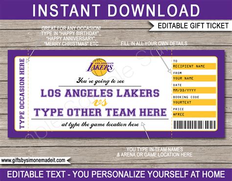 Los Angeles Lakers Gift Vouchers | Lakers game, Game tickets, Lakers