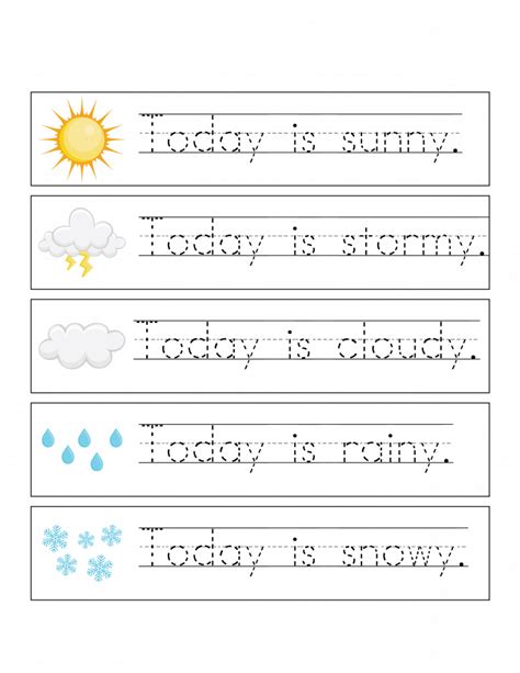 Record the Weather, Writing Practice, & Weather Match Game Printables