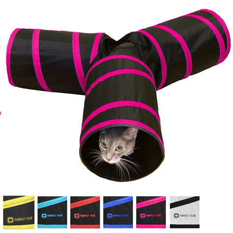 Tunnel of Fun, Collapsible 3-way Cat Tunnel Toy with Crinkle (Pink ...