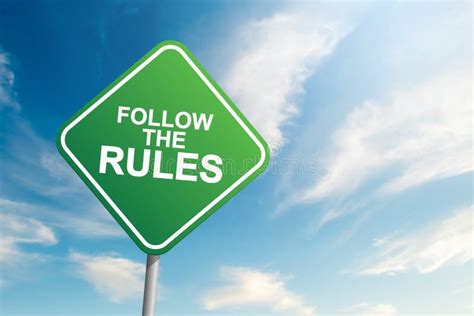 Follow the Rules Road Sign with Blue Sky and Cloud Background Stock ...