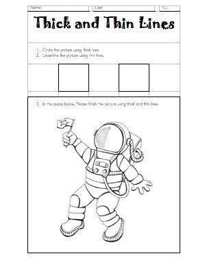 Thick And Thin Worksheets For Preschoolers - Maths Worksheet Generator Uk