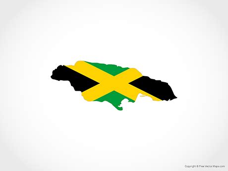 Printable Vector Map of Jamaica - Flag | Free Vector Maps