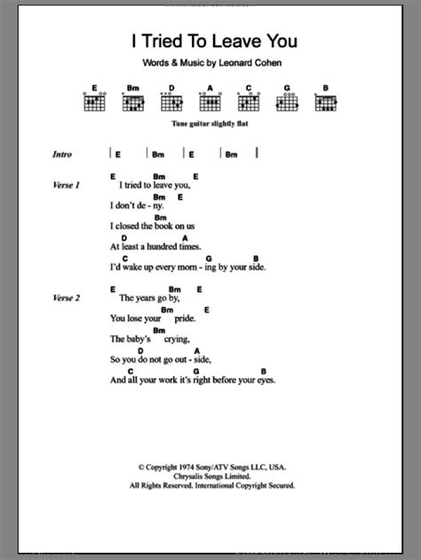 I Tried To Leave You sheet music for guitar (chords) (PDF)