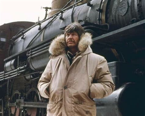 Charles Bronson wears parka on set by train Breakheart Pass 8x10 inch ...