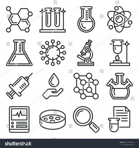 Chemistry Icons Set On White Background Stock Vector (Royalty Free) 1775987549 | Shutterstock