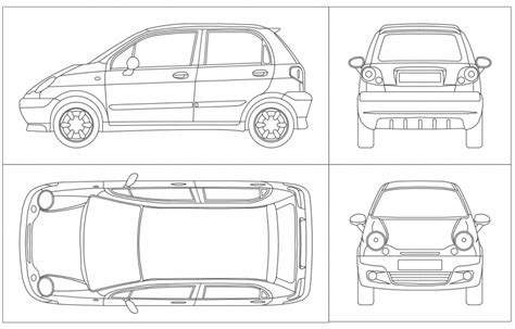 Front Side Top View Autocad