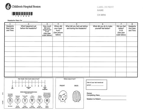 Free Printable Headache Diary Templates [PDF, Excel]