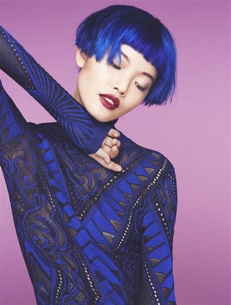 Vibrant royal blue #AvedaColor by Ian Michael Black for American Salon magazine. A chic short ...