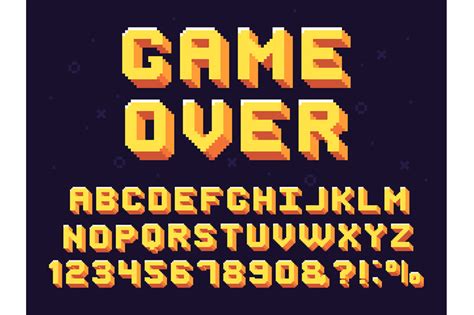 Pixel game font. Retro games text, 90s gaming alphabet and 8 bit compu By Tartila | TheHungryJPEG