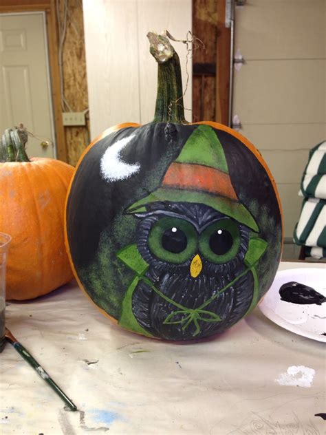 Halloween owl. Acrylic paint. Pumpkin. Fall | Halloween owl, Pumpkin decorating, Painted pumpkins