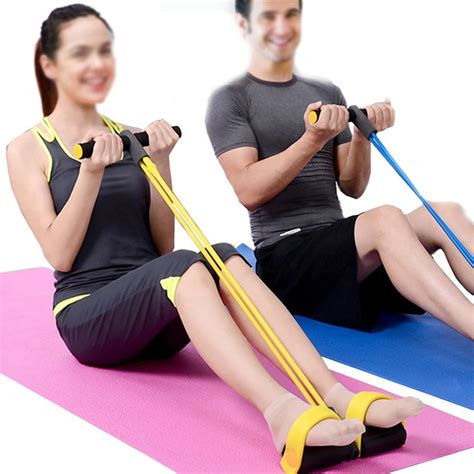 4 Tube resistance bands fitness equipment Yoga workout bands Rubber Pedal exercise bands pull ...