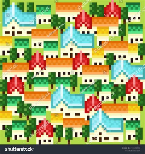 Village Pixel Art Vector Illustration Stock Vector (Royalty Free) 2170678777 | Shutterstock