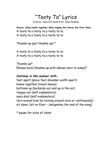 “Tooty Ta” Lyrics