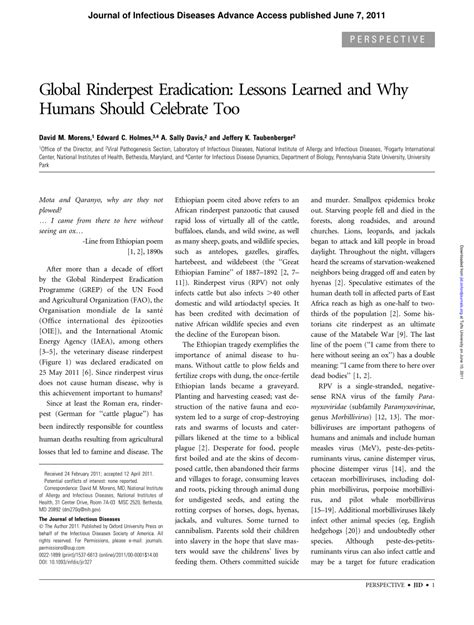 (PDF) Global Rinderpest Eradication: Lessons Learned and Why Humans ...