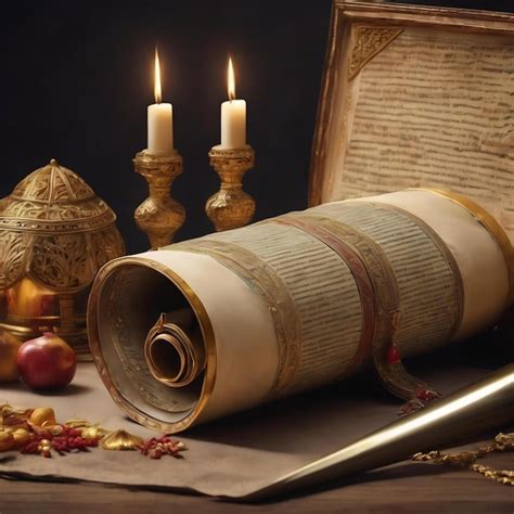 Premium Photo | The scroll of esther and purim festival objects