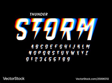 Thunder storm font Royalty Free Vector Image - VectorStock