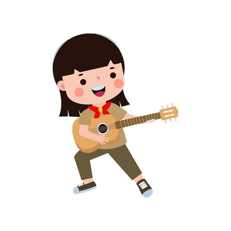 Premium Vector | A girl playing guitar and singing